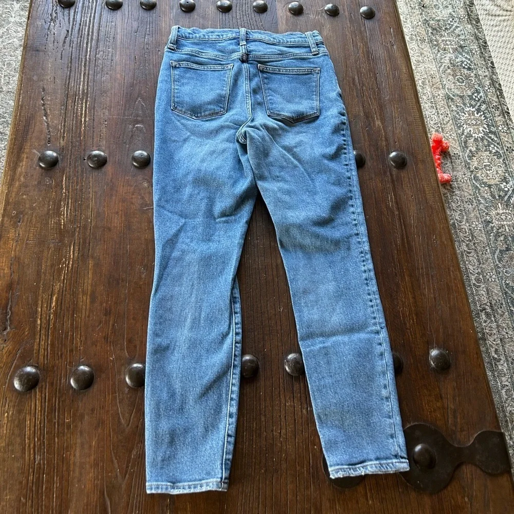 J. Crew Medium Blue Ripped High-rise Skinny Jeans